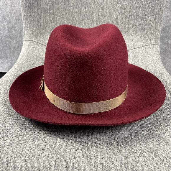 Goorin Bros Priscilla Lane Wool Fedora Hat Womens Medium Brick Red USA Made - Picture 4 of 13